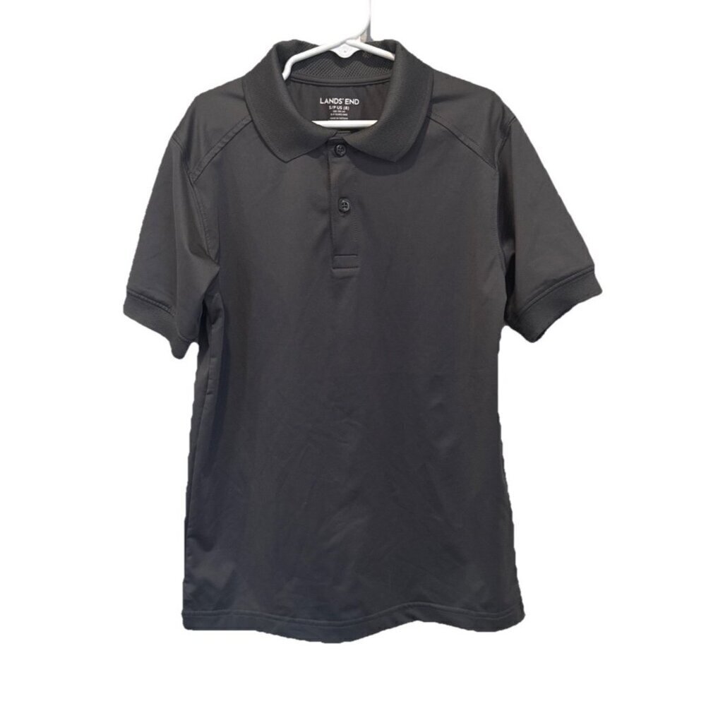 Lands End Polo Shirt Kids Small 8 Gray Rapid Dry Uniform Boys